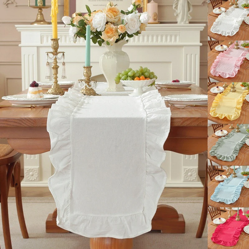 Solid Color Ruffled Edge Table Runner Rustic Farmhouse Style Table Runner Durable Easy-Clean Home Decoration Dining Table Decor
Solid Color Ruffled Edge Table Runner Rustic Farmhouse Style Table Runner Durable Easy-Clean Home Decoration Dining Table Decor