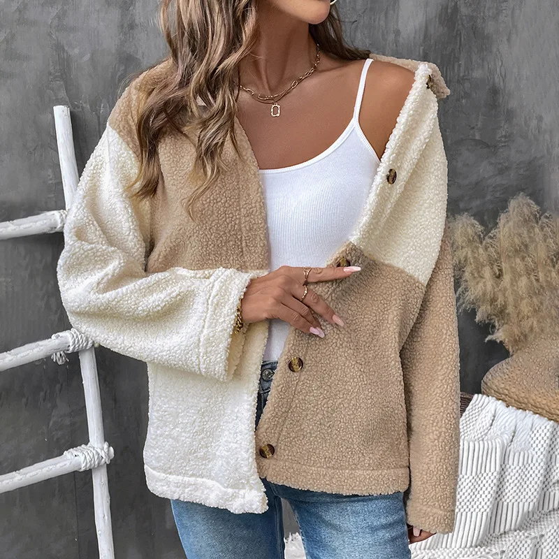 Women Jackets Casual Coats Patchwork Turn Down Collar Long Sleeve Loose Thick Slight Strech Single Breasted 2025 Autumn Winter
Women Jackets Casual Coats Patchwork Turn Down Collar Long Sleeve Loose Thick Slight Strech Single Breasted 2025 Autumn Winter