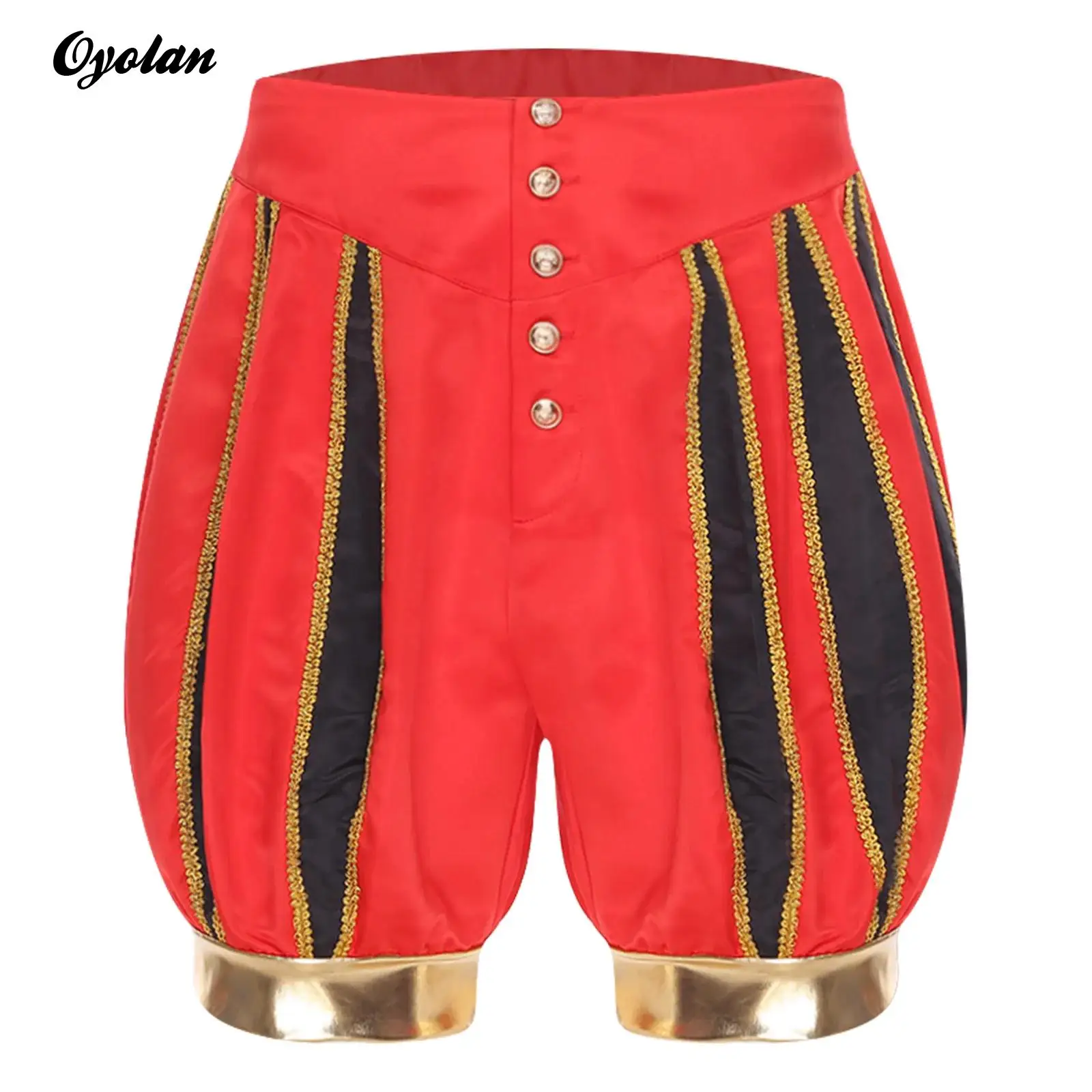 Mens Circus Ringmaster Clown Halloween Carnival Cosplay Party Costume Gold Trim Front Buttons High Waist Lantern Shorts Clubwear
Mens Circus Ringmaster Clown Halloween Carnival Cosplay Party Costume Gold Trim Front Buttons High Waist Lantern Shorts Clubwear