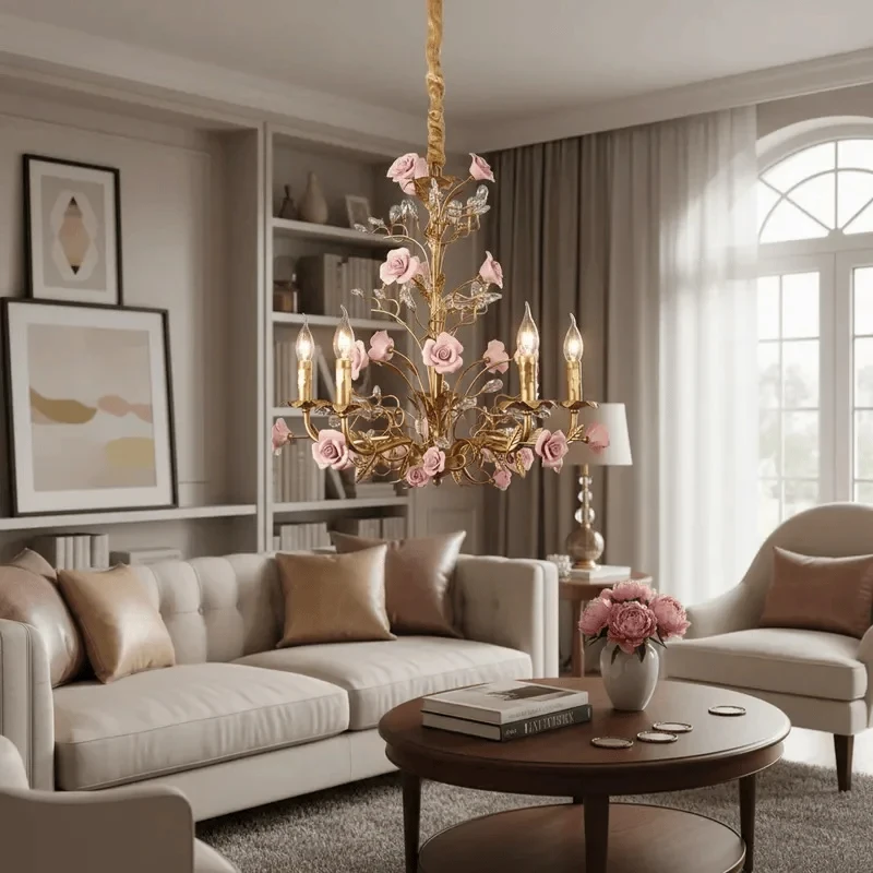 MZISOSOD for Pink Red Ceramic Rose Chandelier Luxury French Gold 5 Lights Bedroom Living Room Lighting 6 8 10 Hanging Fixture
MZISOSOD for Pink Red Ceramic Rose Chandelier Luxury French Gold 5 Lights Bedroom Living Room Lighting 6 8 10 Hanging Fixture
