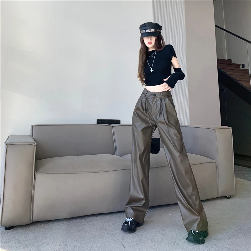 Women PU Leather Casual Sraight Pants Summer New Drawstring Trousers 2023 Fashion Versatile Streetwear
Women PU Leather Casual Sraight Pants Summer New Drawstring Trousers 2023 Fashion Versatile Streetwear
