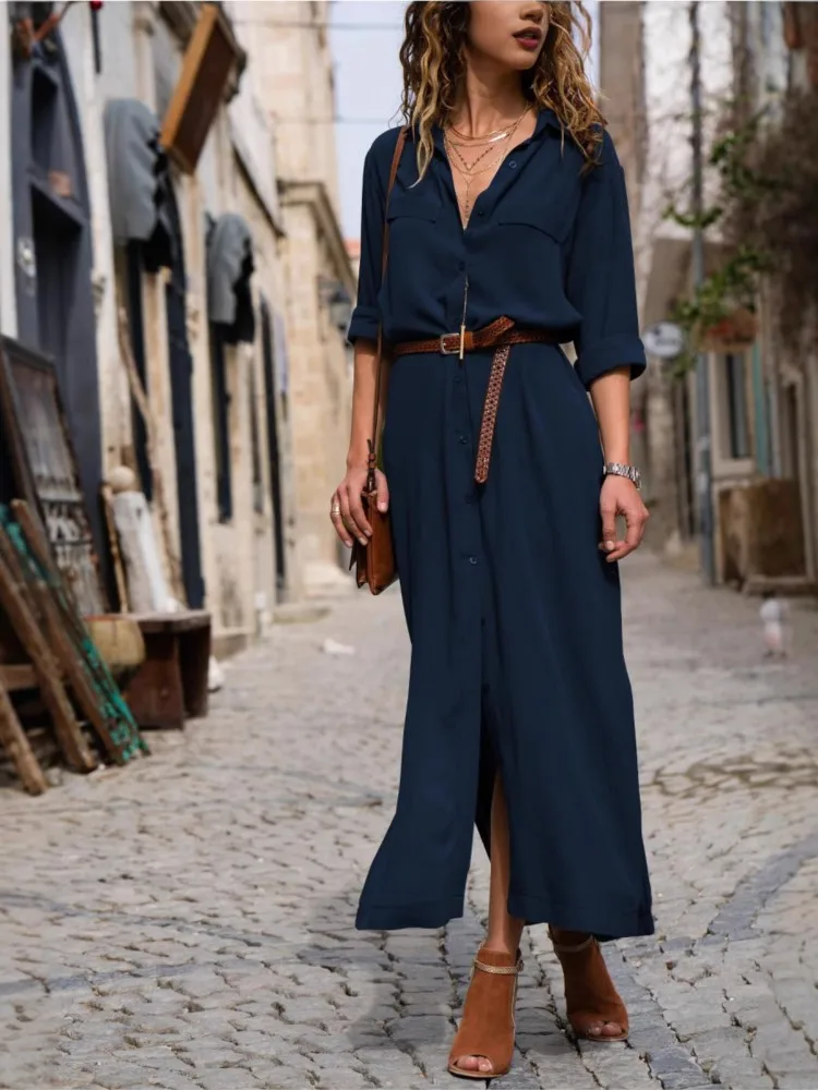 Women's Spring Summer New Fashionable Solid Color Casual Loose Long Sleeve Large Display Single Breasted Shirt Long Skirt
Women's Spring Summer New Fashionable Solid Color Casual Loose Long Sleeve Large Display Single Breasted Shirt Long Skirt