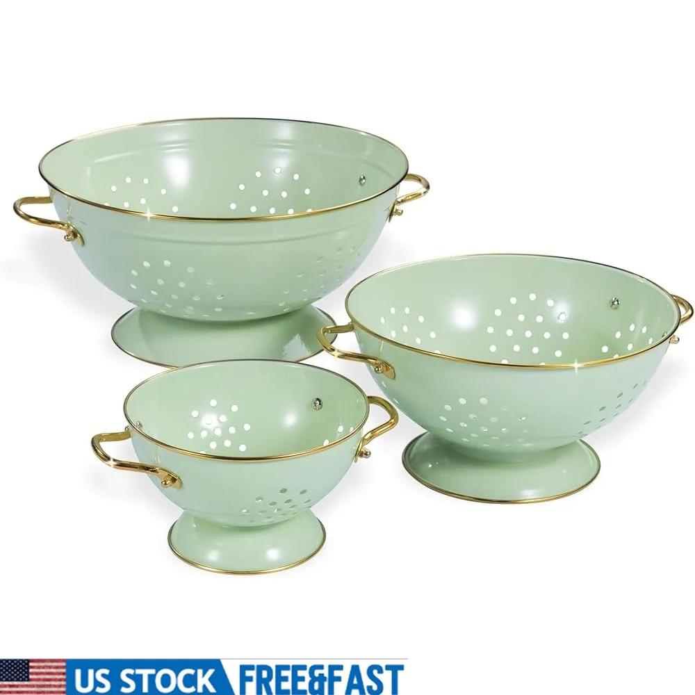 Metal Colander Set of 3 Kitchen Strainers with Handles Durable Powder Coated Design Perfect Pasta Vegetables and Fruits Easy
Metal Colander Set of 3 Kitchen Strainers with Handles Durable Powder Coated Design Perfect Pasta Vegetables and Fruits Easy