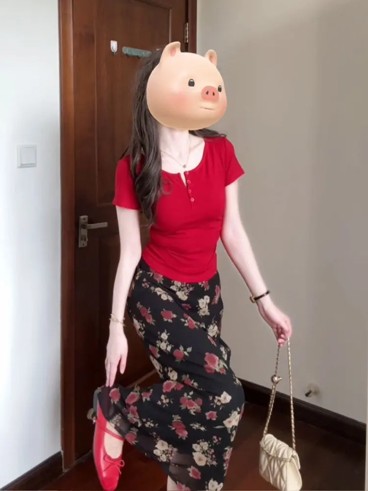 Korean Sle f Open Collar ort Sve T-irt Women's Slim Fit Beautiful Summer New Sle Pure Desire Faion Top
Korean Sle f Open Collar ort Sve T-irt Women's Slim Fit Beautiful Summer New Sle Pure Desire Faion Top