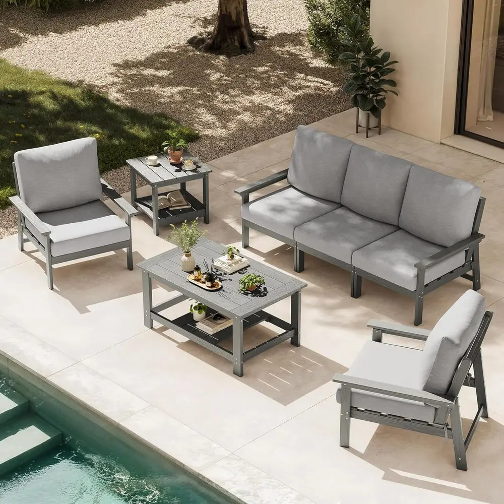 7-Piece Outdoor Patio Furniture Set with Cushions, Weather-Resistant Sectional Sofa, Coffee and Side Tables for Deck or Poolside
7-Piece Outdoor Patio Furniture Set with Cushions, Weather-Resistant Sectional Sofa, Coffee and Side Tables for Deck or Poolside