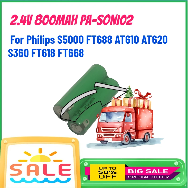 2.4V 800mAh PA-SONI02 NI-MH Battery for Philips S5000 FT688 AT610 AT620 S360 FT618 FT668 Shaver Rechargeable Batteries
2.4V 800mAh PA-SONI02 NI-MH Battery for Philips S5000 FT688 AT610 AT620 S360 FT618 FT668 Shaver Rechargeable Batteries