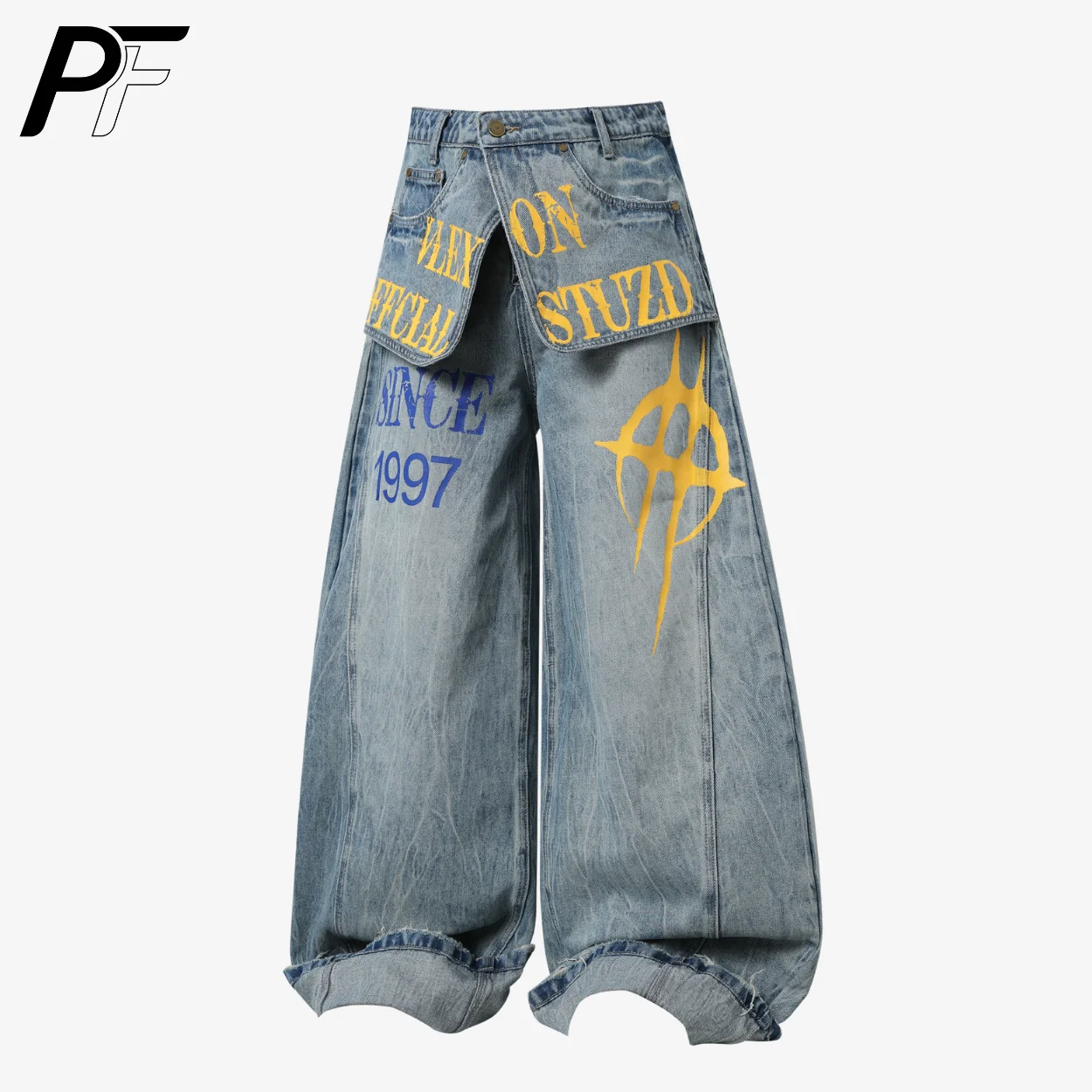 Retro Wide Leg Baggy Jeans Vintage Washed Denim Pants Y2K Streetwear Letter & Graphic Print Loose Trousers with Split Waistband
Retro Wide Leg Baggy Jeans Vintage Washed Denim Pants Y2K Streetwear Letter & Graphic Print Loose Trousers with Split Waistband