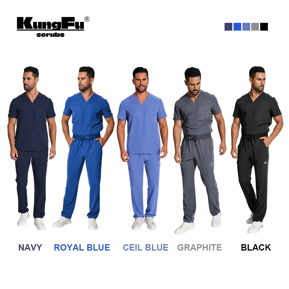 KUNGFU SCRUBS Медицинская форма, высококачественная дышащая ткань TRS, спецодежда, скрабы для кормления для мужчин, комплект брюк с v-образным вырезом и короткими рукавами
KUNGFU SCRUBS Медицинская форма, высококачественная дышащая ткань TRS, спецодежда, скрабы для кормления для мужчин, комплект брюк с v-образным вырезом и короткими рукавами