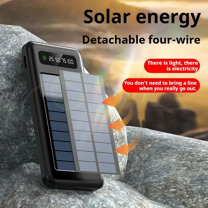 20000mAh Large Capacity Solar Power Bank Portable Charger Outdoor Fast Charging Phone PowerBank Shared Detachable Charging Cable
20000mAh Large Capacity Solar Power Bank Portable Charger Outdoor Fast Charging Phone PowerBank Shared Detachable Charging Cable