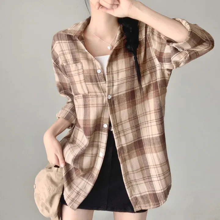 Korean Sle Plaid Long Sve irt Women's Early Autumn Vintage Inner Wear Layered Versatile Open Cardigan Coat Single Butt...
Korean Sle Plaid Long Sve irt Women's Early Autumn Vintage Inner Wear Layered Versatile Open Cardigan Coat Single Butt...