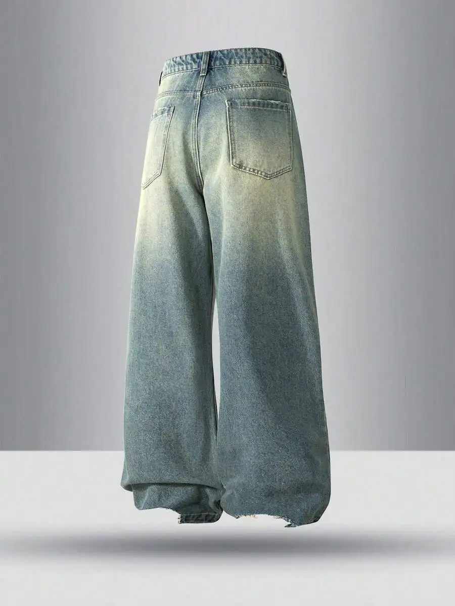 Men’s Relaxed Fit Washed Denim Jeans With Distressed Detailing
Men’s Relaxed Fit Washed Denim Jeans With Distressed Detailing