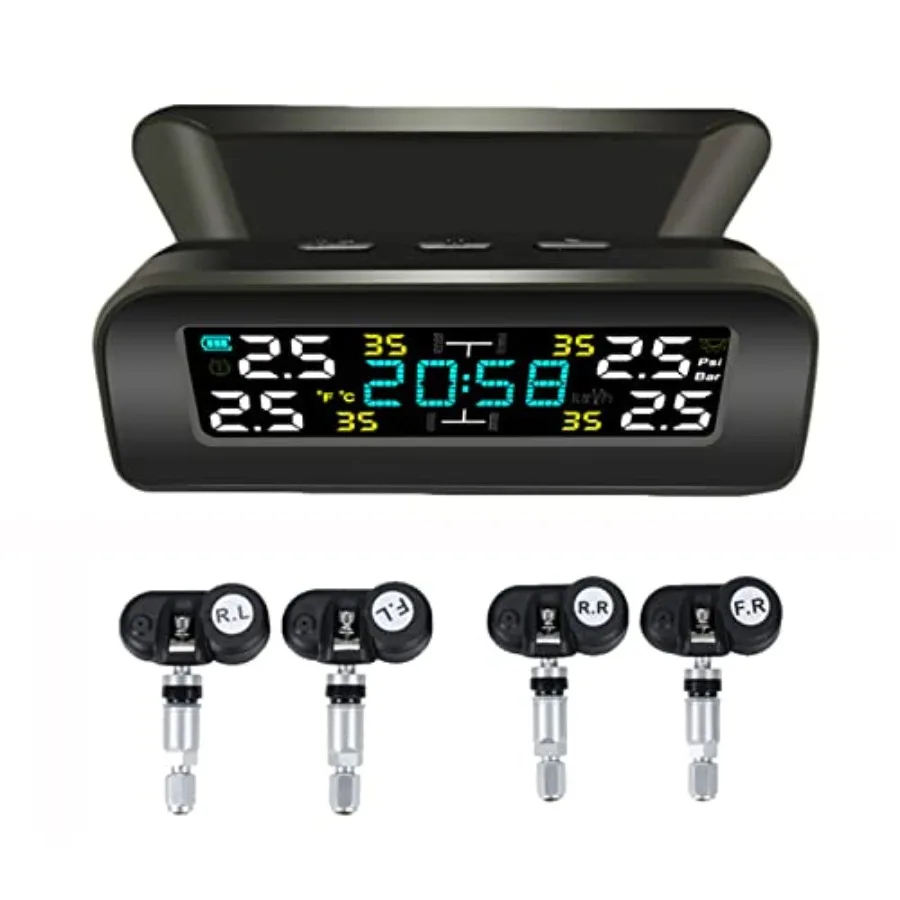 Tire Pressure Monitoring System Wireless Solar TPMS Tire Pressure Monitor with 4 Sensors Real-time Display Temperature Pressure
Tire Pressure Monitoring System Wireless Solar TPMS Tire Pressure Monitor with 4 Sensors Real-time Display Temperature Pressure