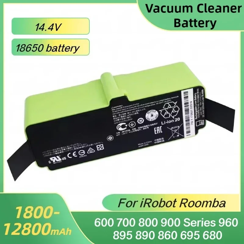14.4V 12800mAh Rechargeable Battery for IRobot Roomba Sweeper Lithium Ion Battery 900 800 700 600 Series 960 895 890 860 695 680
14.4V 12800mAh Rechargeable Battery for IRobot Roomba Sweeper Lithium Ion Battery 900 800 700 600 Series 960 895 890 860 695 680