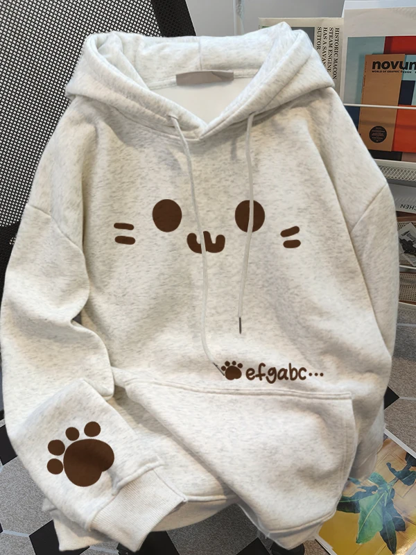 Милый простой худи с принтом для женщин, модная осенне-зимняя утепленная свободная куртка, уличная одежда в стиле High Street
Милый простой худи с принтом для женщин, модная осенне-зимняя утепленная свободная куртка, уличная одежда в стиле High Street