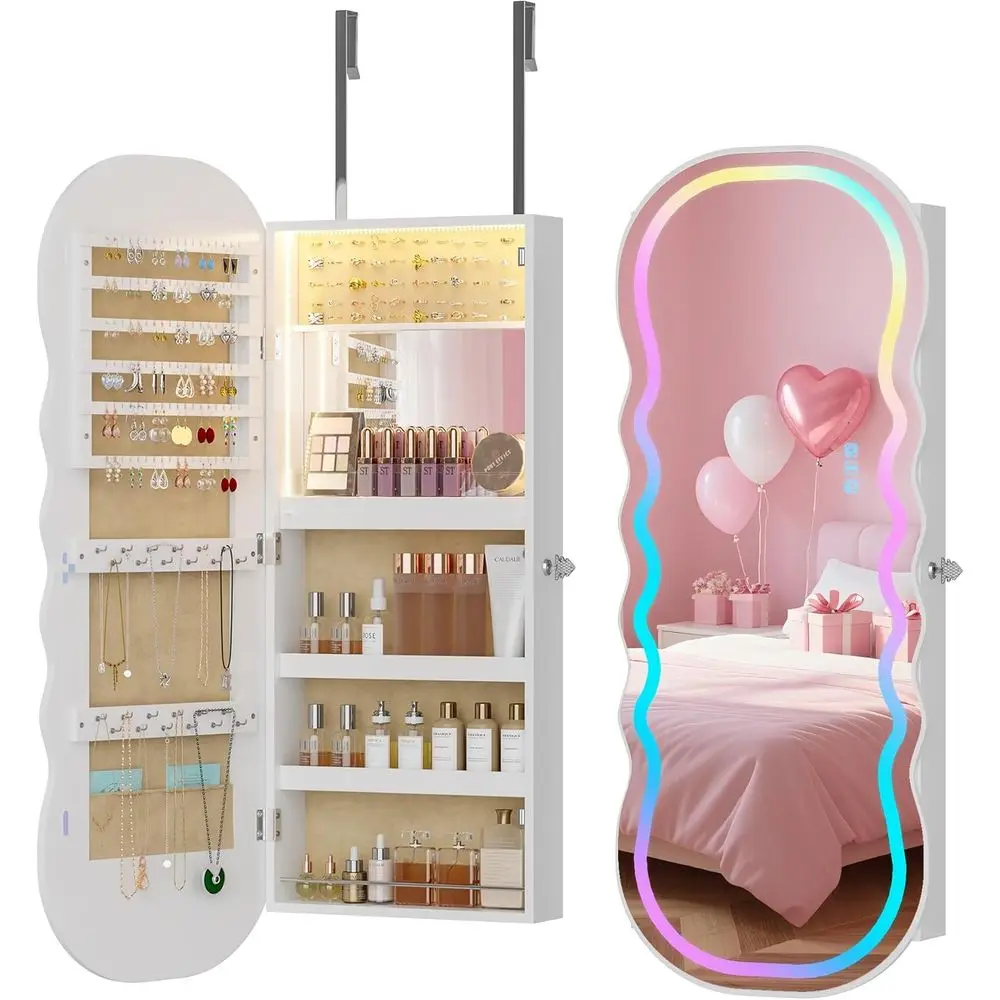 LED Illuminated Vanity Mirror Cabinet with Storage, Wall or Door Mountable Makeup Organizer with Lockable Interior Mirror
LED Illuminated Vanity Mirror Cabinet with Storage, Wall or Door Mountable Makeup Organizer with Lockable Interior Mirror