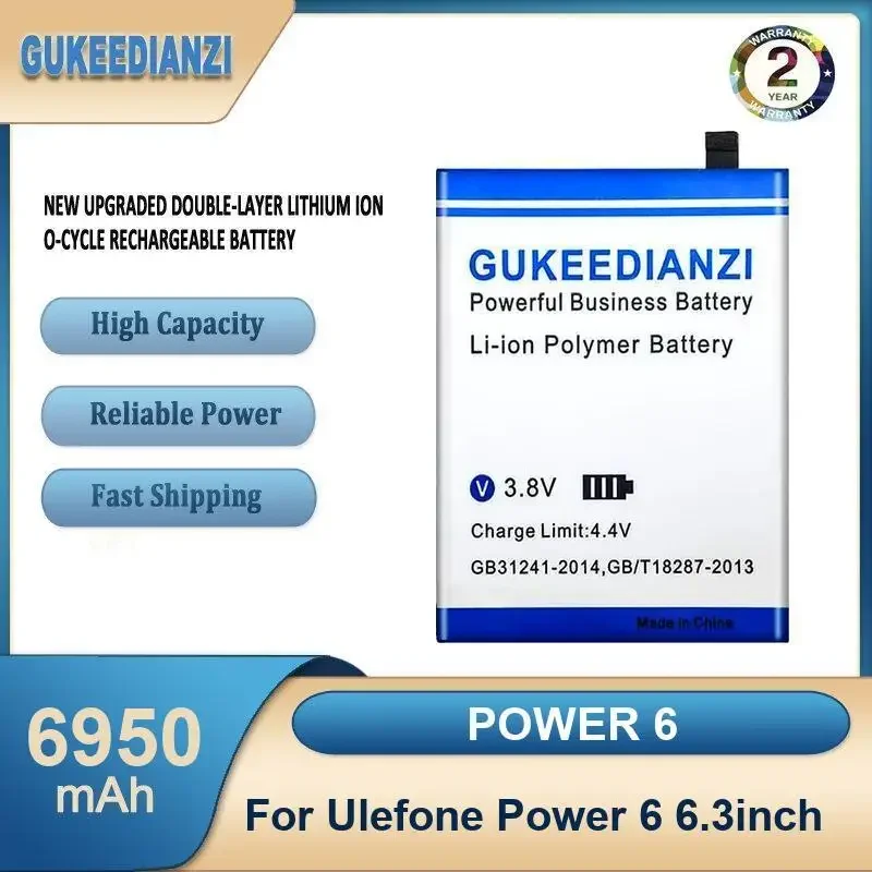POWER 6 6950mAh High Capacity Mobile Phone Battery For Ulefone Power 6 6.3inch
POWER 6 6950mAh High Capacity Mobile Phone Battery For Ulefone Power 6 6.3inch