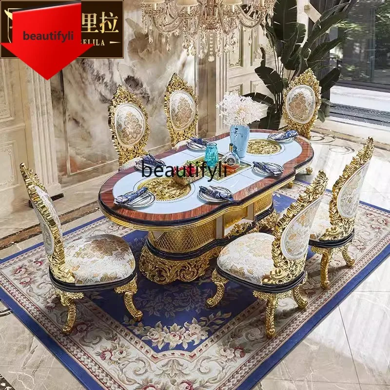 French dining chair European solid wood carving flower French court dining table dining chair combination
French dining chair European solid wood carving flower French court dining table dining chair combination