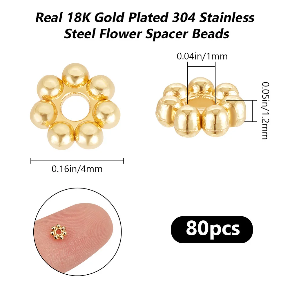 80Pcs 304 Stainless Steel Spacer Beads Flower Granulated Beads Real 18K Gold Plated 4x1.2mm Hole: 1mm
80Pcs 304 Stainless Steel Spacer Beads Flower Granulated Beads Real 18K Gold Plated 4x1.2mm Hole: 1mm