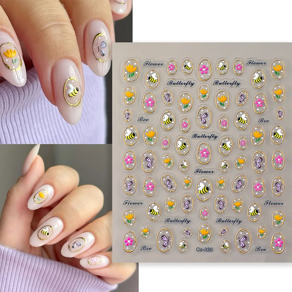 5D Embossed Bee and Flower Nail Stickers Ins Pastoral Style Nail Sticker Self-Adhesive Decal for Nail Art Accessories Decoration
5D Embossed Bee and Flower Nail Stickers Ins Pastoral Style Nail Sticker Self-Adhesive Decal for Nail Art Accessories Decoration