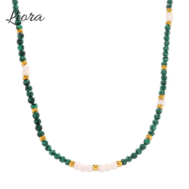 Liora Handmade Green Malachite Freshwater Pearl Strand Beads Necklace For Women Stainless Steel Choker Necklace Wedding Jewelry
Liora Handmade Green Malachite Freshwater Pearl Strand Beads Necklace For Women Stainless Steel Choker Necklace Wedding Jewelry