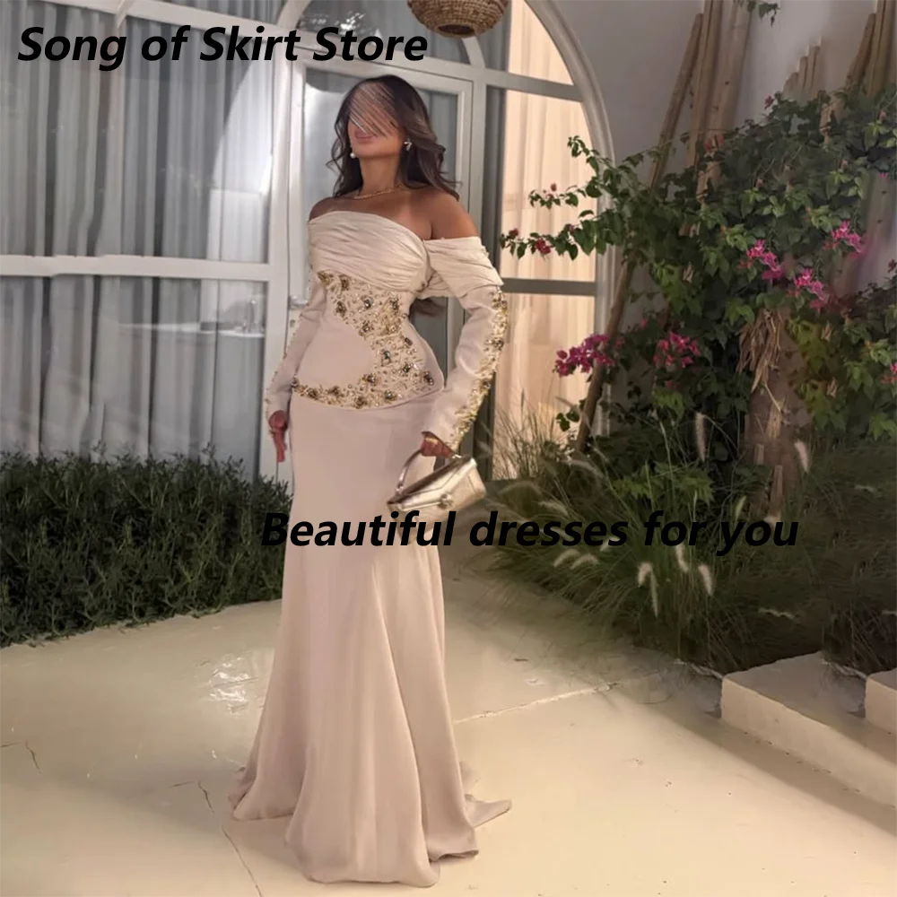 Luxury Crystal Jersey Evening Dress Customized Off The Shoulder 3/4 Sleeves Mermaid Formal Party Dresses Long Prom Gown
Luxury Crystal Jersey Evening Dress Customized Off The Shoulder 3/4 Sleeves Mermaid Formal Party Dresses Long Prom Gown