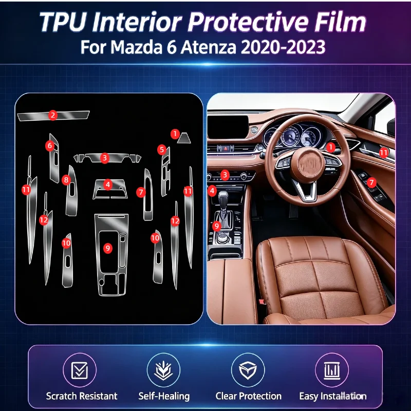 Car Interior Protective Cover Film For Mazda 6 Atenza 2020-2023 Transparent TPU Gear Panel GPS Center Console PPF Protection
Car Interior Protective Cover Film For Mazda 6 Atenza 2020-2023 Transparent TPU Gear Panel GPS Center Console PPF Protection