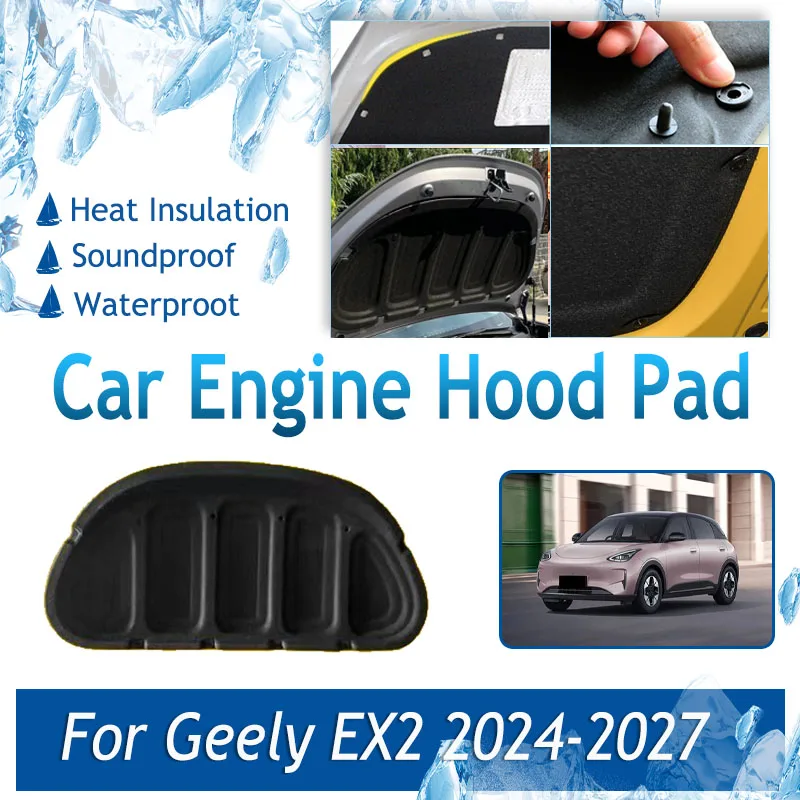 Car Engine Hood Pad For Geely EX2 E2 Proton eMas 5 E22H 2024~2027 Black Front Engine Sound Insulation Carpet Rug Car Accessories
Car Engine Hood Pad For Geely EX2 E2 Proton eMas 5 E22H 2024~2027 Black Front Engine Sound Insulation Carpet Rug Car Accessories