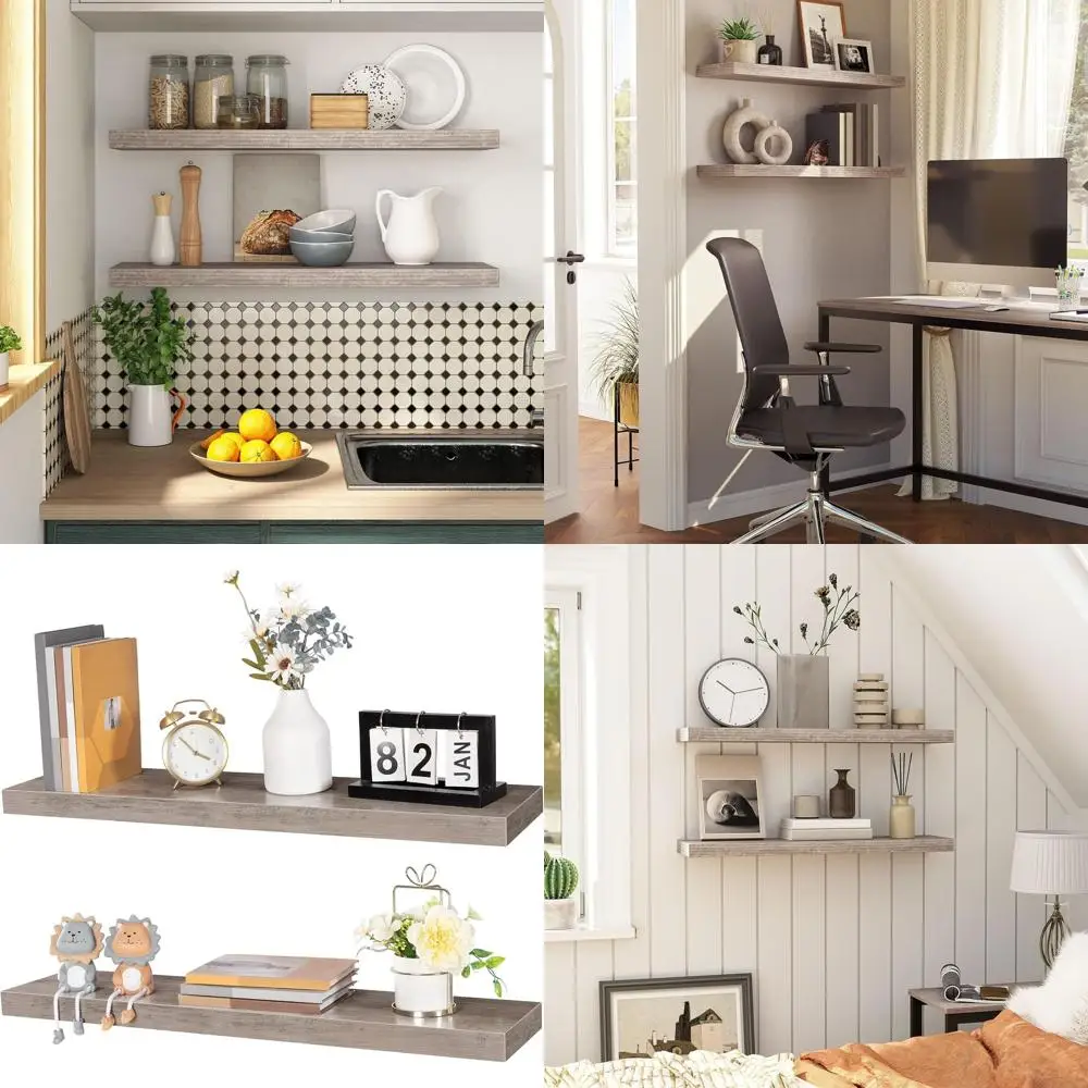 Floating Shelves Set, 2-Piece, 31.5 Wall-Mounted with Hidden Brackets, Ideal for Home Storage in Various Rooms
Floating Shelves Set, 2-Piece, 31.5 Wall-Mounted with Hidden Brackets, Ideal for Home Storage in Various Rooms