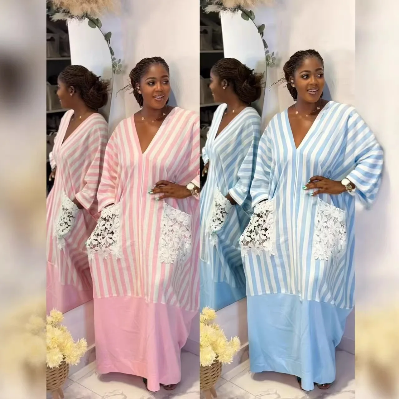 2026 european and american summer new fashion loose casual v-neck striped long vacation dress
2026 european and american summer new fashion loose casual v-neck striped long vacation dress