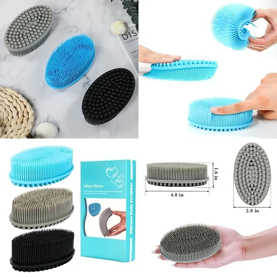 Silicone Body Scrubber Loofah - Set of 3 Soft Exfoliating Body Bath Shower Scrubber Loofah Brush for Sensitive Kids Women Men All Kinds of Skin(Black/Gray/Blue)
Silicone Body Scrubber Loofah - Set of 3 Soft Exfoliating Body Bath Shower Scrubber Loofah Brush for Sensitive Kids Women Men All Kinds of Skin(Black/Gray/Blue)