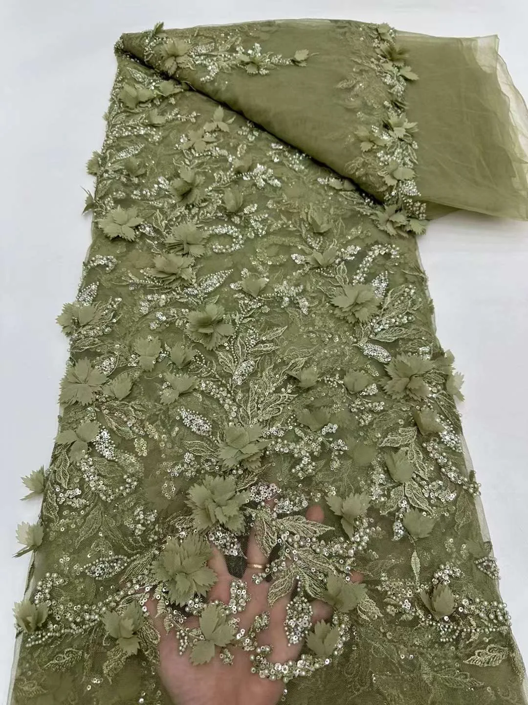 African 3D Flower Lace Fabric 2024 High Quality Beaded Lace Material Nigerian French Net Sequins Lace Fabric For Wedding Dress
African 3D Flower Lace Fabric 2024 High Quality Beaded Lace Material Nigerian French Net Sequins Lace Fabric For Wedding Dress