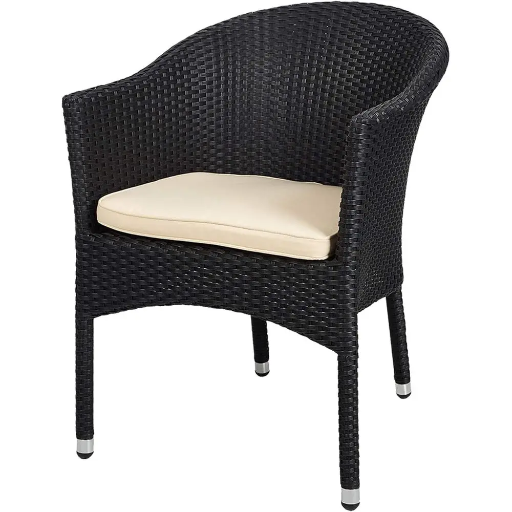 Stackable Outdoor Wicker Dining Chairs with Cushion, Black Plastic Rattan Furniture for Patio and Garden
Stackable Outdoor Wicker Dining Chairs with Cushion, Black Plastic Rattan Furniture for Patio and Garden