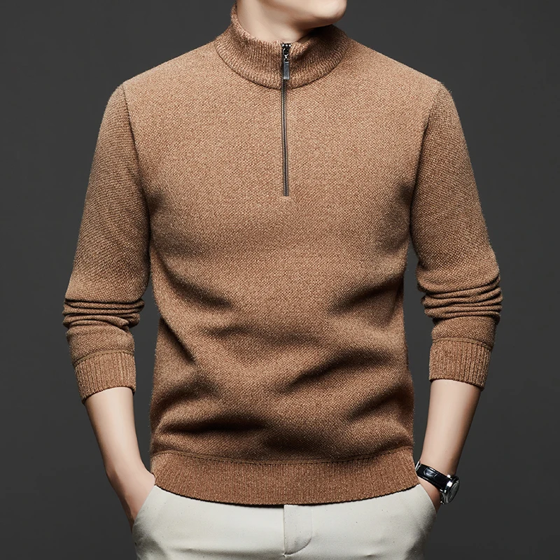 Men's Winter Stand Collar Pullovers Half Zipper Knitted Sweaters Solid Male Warm Thick Knitting Business Casual Pull On Sweater
Men's Winter Stand Collar Pullovers Half Zipper Knitted Sweaters Solid Male Warm Thick Knitting Business Casual Pull On Sweater
