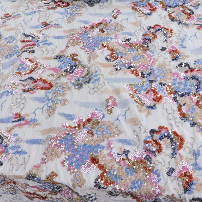 Three-dimensional sequined embroidery wedding dress fabric a fashionable and long new type of
Three-dimensional sequined embroidery wedding dress fabric a fashionable and long new type of
