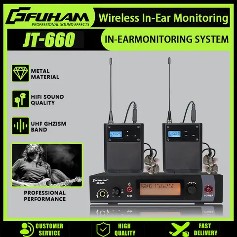 FUHAM JT-660 système de surveillance intra-auriculaire récepteur à ceinture unique dans l'oreille UHF sans fil tout en métal Performance sur scène professionnelle