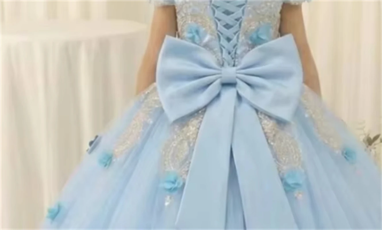 Customized Blue Flower Girl Dress for Wedding Appliques Bow Floor Length Elegant Kids Birthday Party First Communion Gown
Customized Blue Flower Girl Dress for Wedding Appliques Bow Floor Length Elegant Kids Birthday Party First Communion Gown