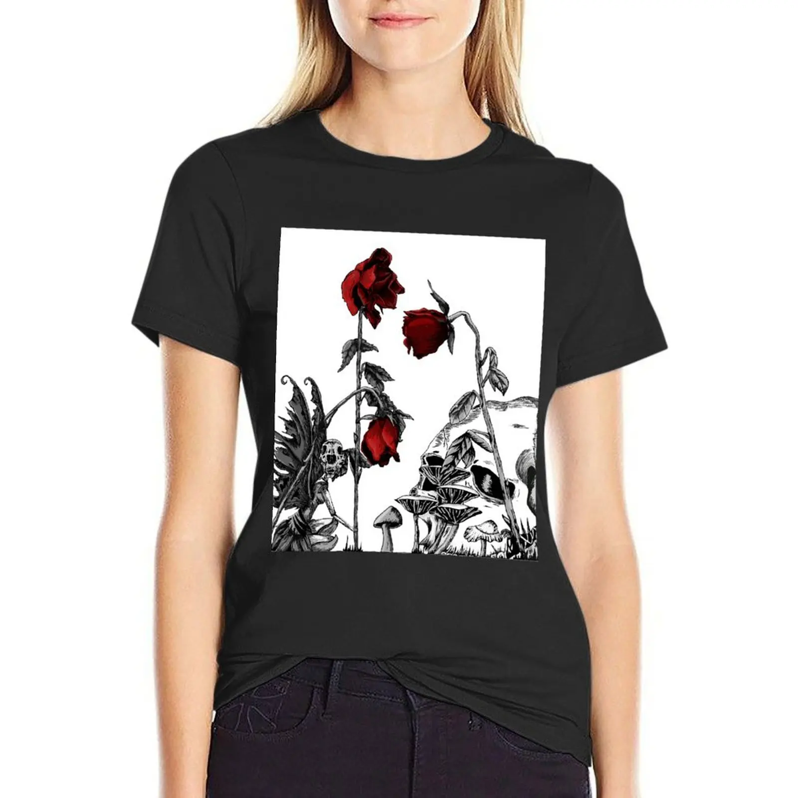 Dark Fairy Skull Garden (Red Roses) T-Shirt tops hippie clothes vintage clothes plain Womens clothing
Dark Fairy Skull Garden (Red Roses) T-Shirt tops hippie clothes vintage clothes plain Womens clothing