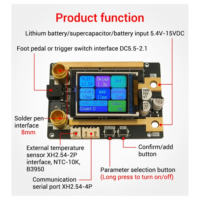AA01-XW1 Portable Spot Welding Machine DIY Accessories 18650 Lithium Battery Nickel Sheet Color Screen LCD Double Pulse 12V
AA01-XW1 Portable Spot Welding Machine DIY Accessories 18650 Lithium Battery Nickel Sheet Color Screen LCD Double Pulse 12V