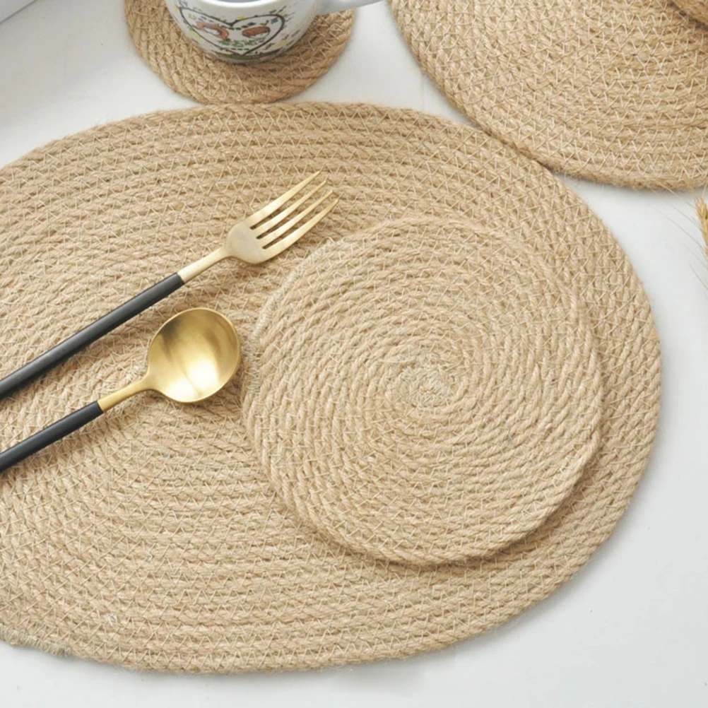 4pcs Braided Woven Place Mats Round Coasters Cotton Linen Placemats Table Protection Home Kitchen Hotel Office Use
4pcs Braided Woven Place Mats Round Coasters Cotton Linen Placemats Table Protection Home Kitchen Hotel Office Use