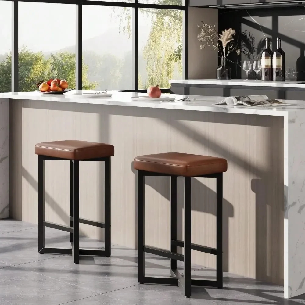 Bar Stools,Set Of 2 Bar Chairs,Counter Height Stools,24.6 holstered Bar Stools With Metal Frame Footrest,Modern Backless Kitc
Bar Stools,Set Of 2 Bar Chairs,Counter Height Stools,24.6 holstered Bar Stools With Metal Frame Footrest,Modern Backless Kitc