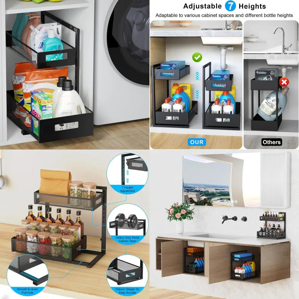 Регулируемый двухъярусный выдвижной органайзер под раковину с выдвижными ящиками для хранения на кухне и в ванной комнате (1 шт.)
Регулируемый двухъярусный выдвижной органайзер под раковину с выдвижными ящиками для хранения на кухне и в ванной комнате (1 шт.)