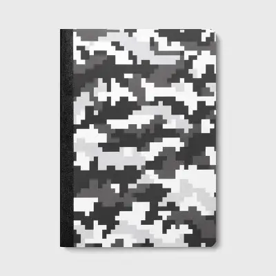 Black Digi Camo Matte Soft Touch Comp Paper Wide Ruled Notebook Gray
