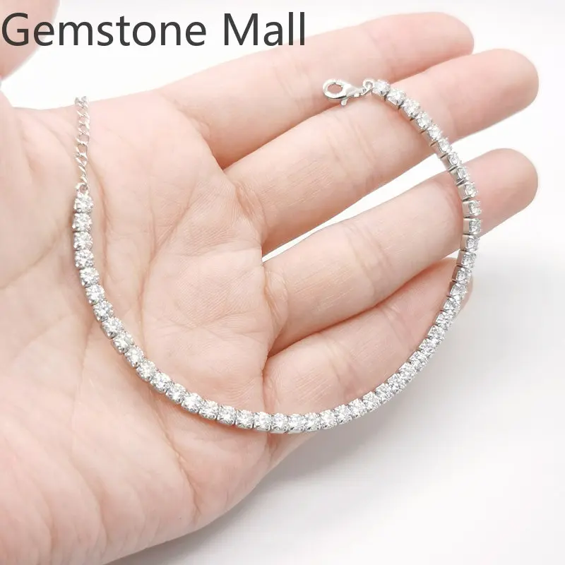 Hotsal Moissanite Silver Bracelet 3mm 48 pieces Total 4.8ct D Color Moissanite Bracelet for Daily Wear Can Pass Diamond Testing
Hotsal Moissanite Silver Bracelet 3mm 48 pieces Total 4.8ct D Color Moissanite Bracelet for Daily Wear Can Pass Diamond Testing
