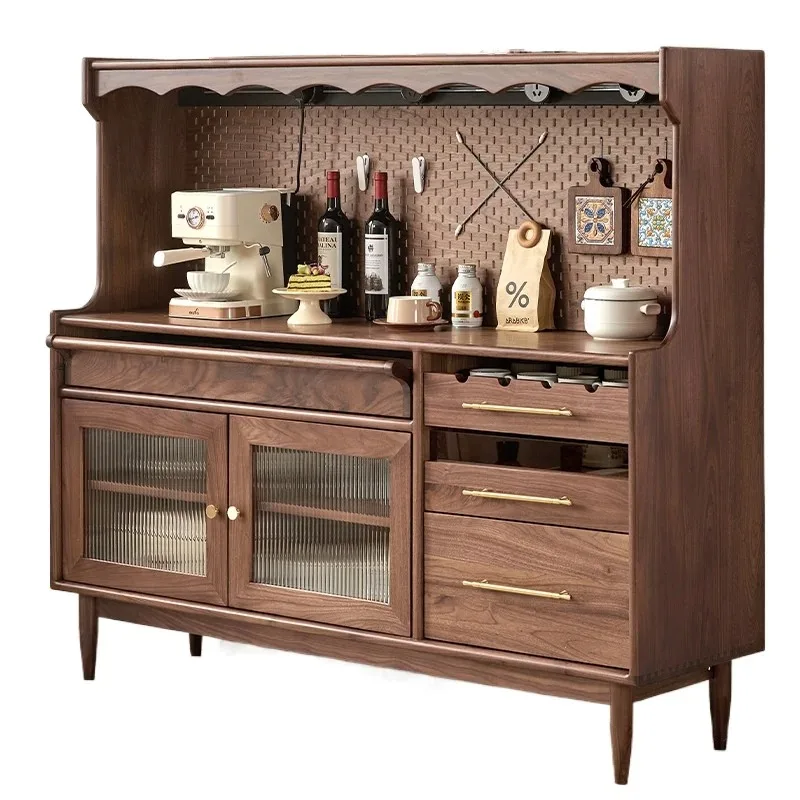Black walnut dining side cabinet Solid wood integrated against the wall Living room locker Household slate storage cabinet
Black walnut dining side cabinet Solid wood integrated against the wall Living room locker Household slate storage cabinet