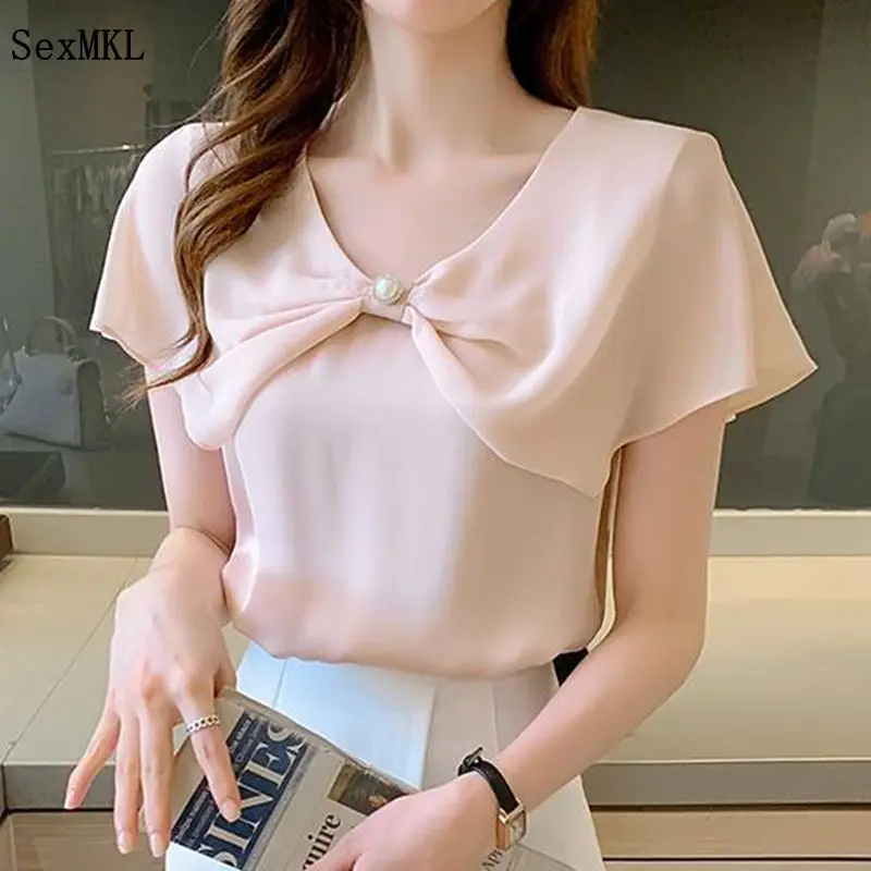 Summer Chiffon White Blouses Women Korean Fashion Y2k Clothes Short Sleeve Ruffles Blusa Shirts Slim Ladies Casual Bow Pink Tops
Summer Chiffon White Blouses Women Korean Fashion Y2k Clothes Short Sleeve Ruffles Blusa Shirts Slim Ladies Casual Bow Pink Tops