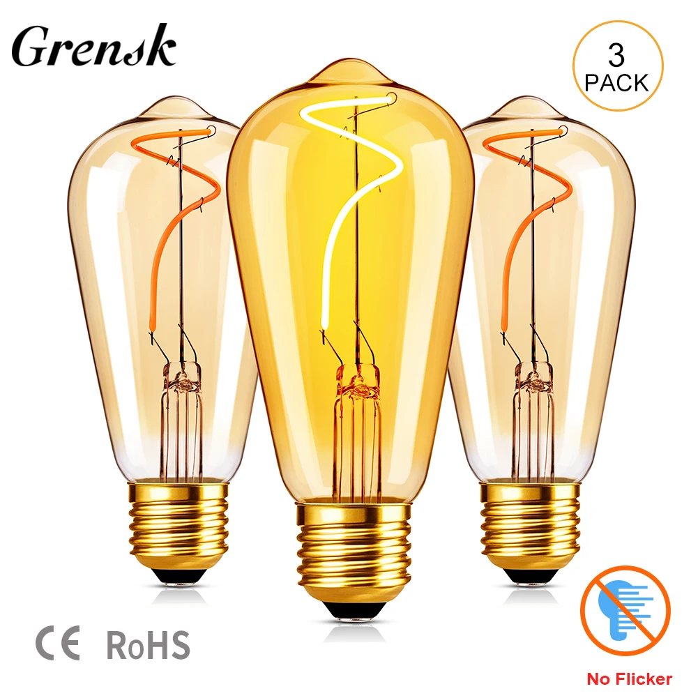 LED Edison Vintage Light Bulb E27 ST58 3W Warm White Retro Filament Light Bulb 2700K Warm White Lamp For Pendant Chandelier Deco
LED Edison Vintage Light Bulb E27 ST58 3W Warm White Retro Filament Light Bulb 2700K Warm White Lamp For Pendant Chandelier Deco