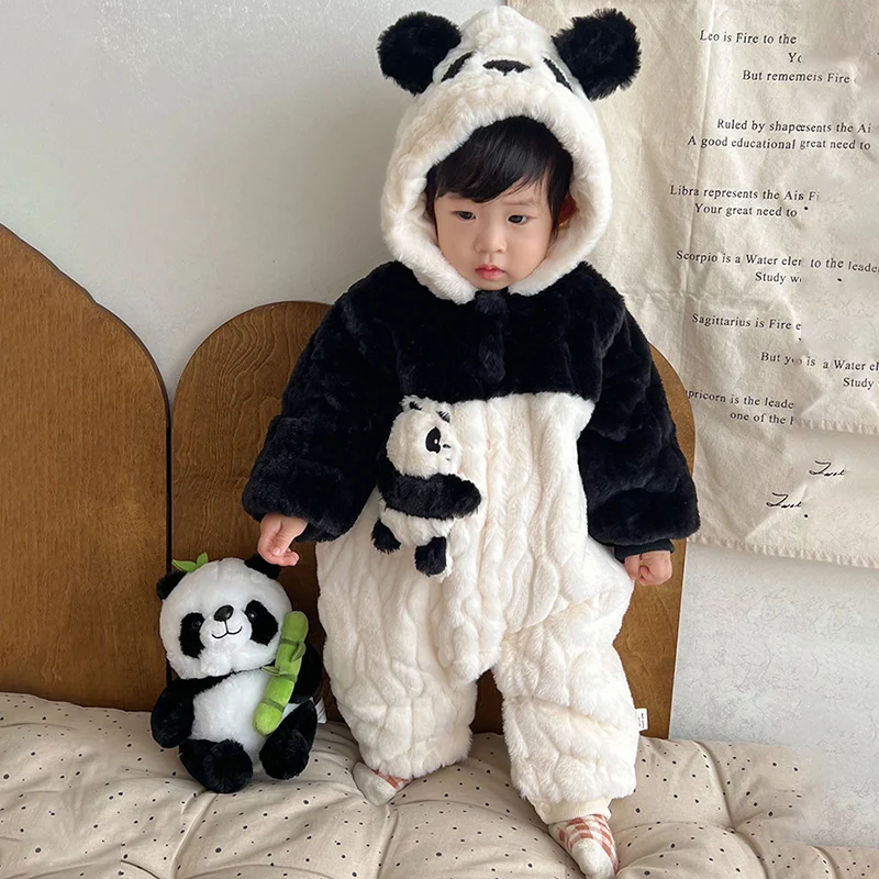 Panda Plush Rompers Newborn Winter Jumpsuit Hooded Climbing Suit Children Boy Girl Soft Pajamas Cartoon Fluffy Warm Outwear
Panda Plush Rompers Newborn Winter Jumpsuit Hooded Climbing Suit Children Boy Girl Soft Pajamas Cartoon Fluffy Warm Outwear