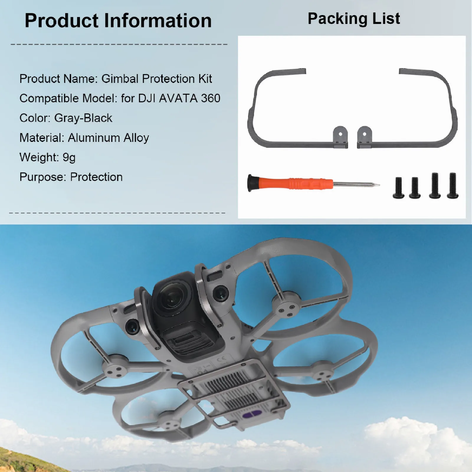 Foldable Gimbal Guard Protector for DJI Avata 360, Aluminum Alloy Bottom Plate Bumper 16g Ultra-Light, Keep Safe Flight Distance
Foldable Gimbal Guard Protector for DJI Avata 360, Aluminum Alloy Bottom Plate Bumper 16g Ultra-Light, Keep Safe Flight Distance