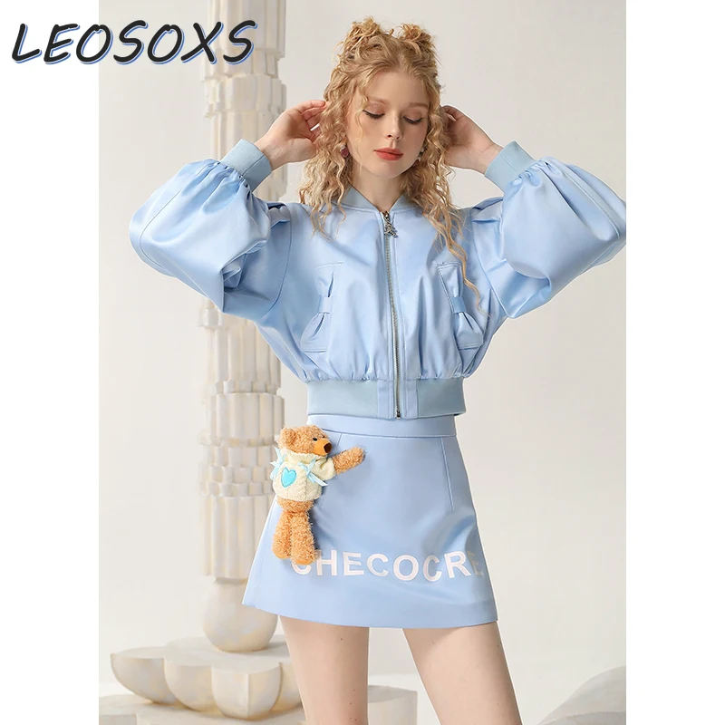 LEOSOXS Sweet Designer Casual Suit Skirt 2025 Spring Three-dimensional Bear Design Blue Hoodie Jacket Skirt Two-piece Suit Women
LEOSOXS Sweet Designer Casual Suit Skirt 2025 Spring Three-dimensional Bear Design Blue Hoodie Jacket Skirt Two-piece Suit Women