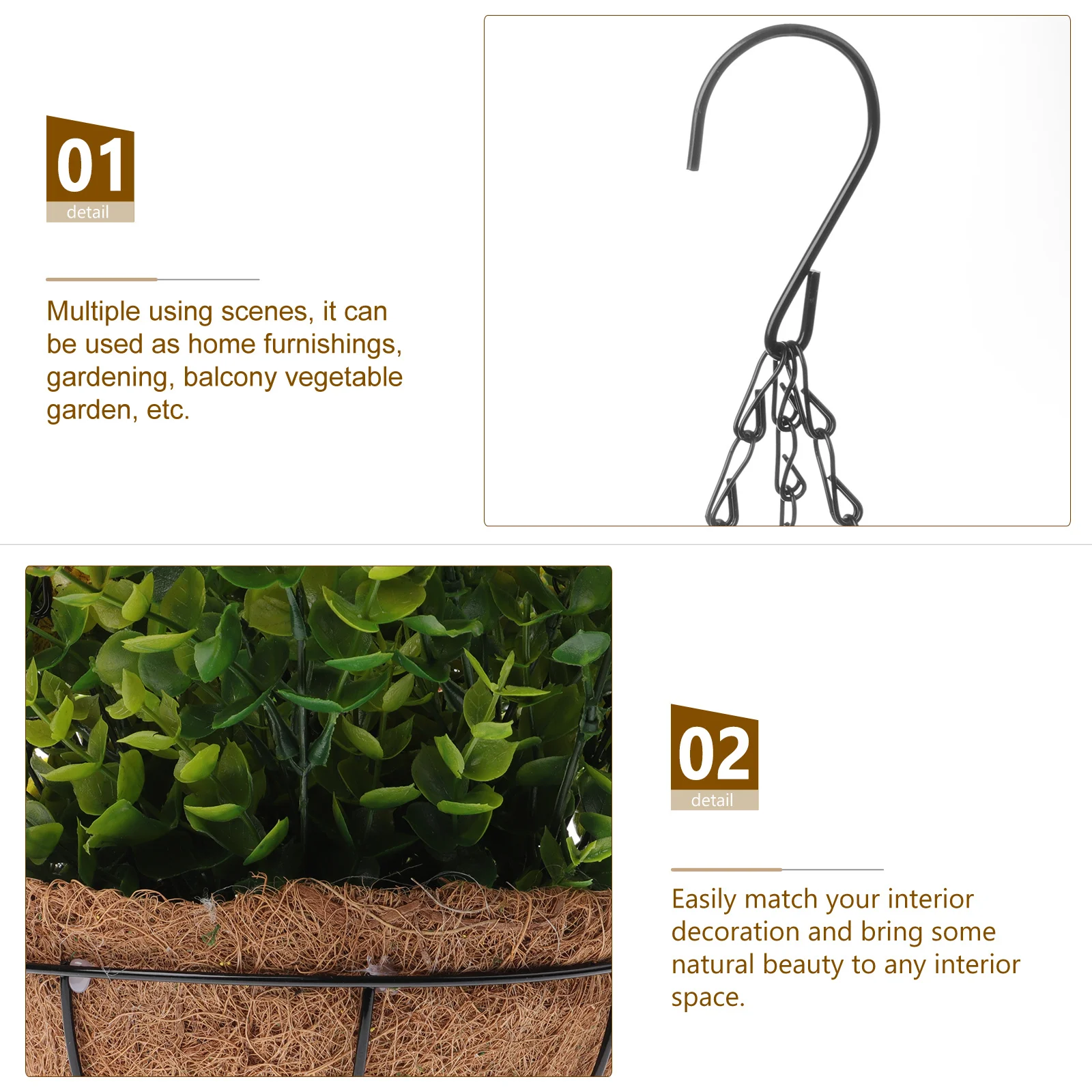 Hanging Flower Basket with Artificial Flowers for Home Garden Decor Indoor Outdoor Plant Hanging Basket Coconut Lining Style
Hanging Flower Basket with Artificial Flowers for Home Garden Decor Indoor Outdoor Plant Hanging Basket Coconut Lining Style